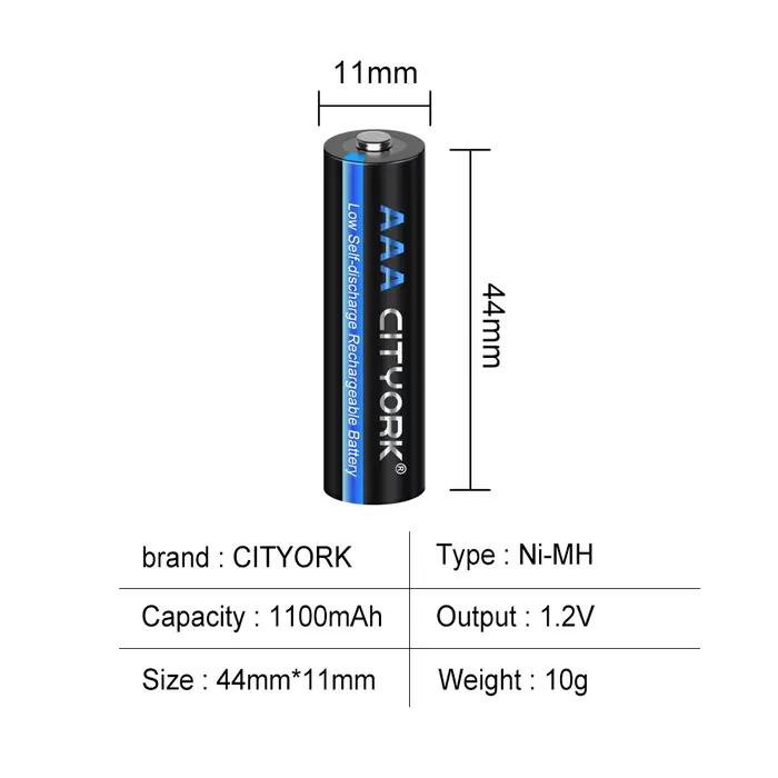 CITYORK 1.2V AAA NIMH batterie Rechargeable 3A
