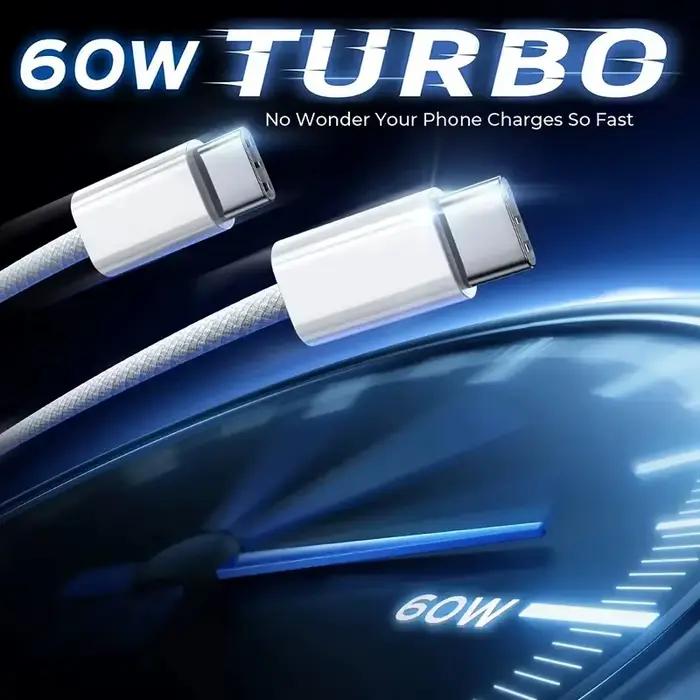 Câble de chargeur rapide USB C d'origine 60W PD USB-C pour Apple iPhone 17 Air 16 Pro Max 15 Plus Type C charge