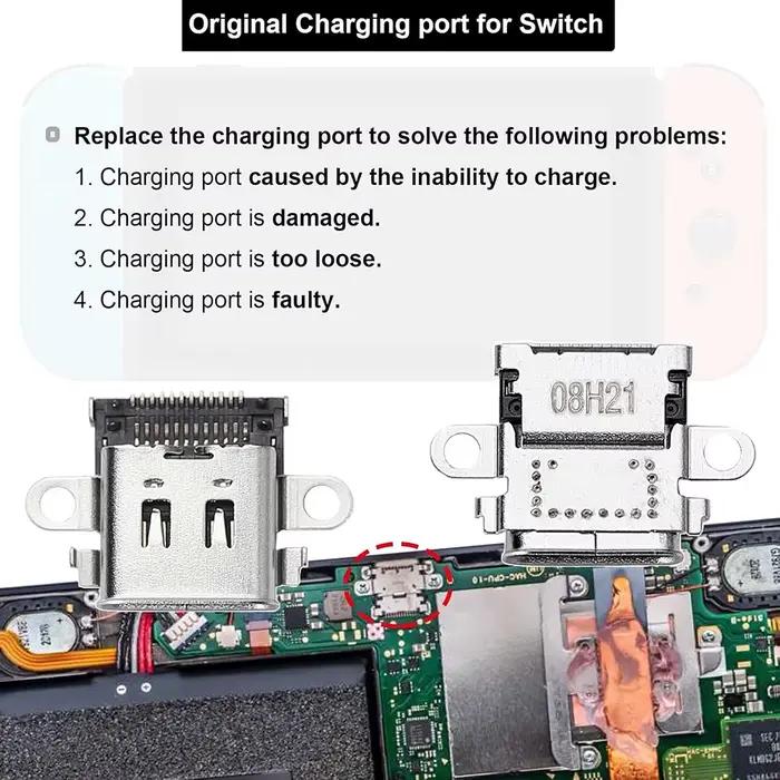 Port de chargement de remplacement pour console Nintendo Switch OLED Lite avec connexion USB pour charge rapide et fiable occasions de jeu sans interruption