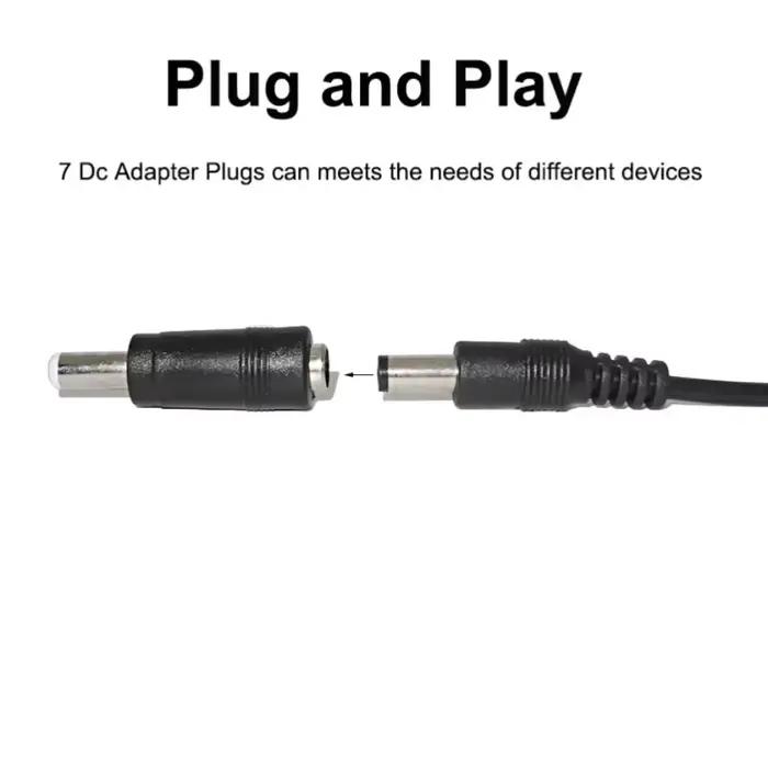 Câble d'alimentation universel USB vers DC Jack 5.5x2.1mm 5V Charging Cord 8 embouts de connecteur pour caméras de vidéosurveillance boîte TV occasions spéciales recharge facile et polyvalent