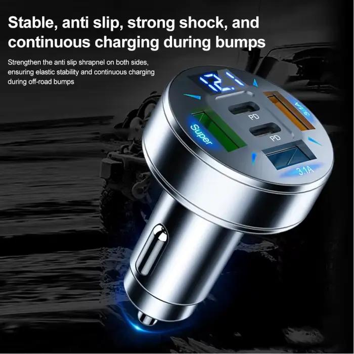 Chargeur de voiture 250W 5-en-1 PD QC3.0 à charge rapide USB C pour iPhone