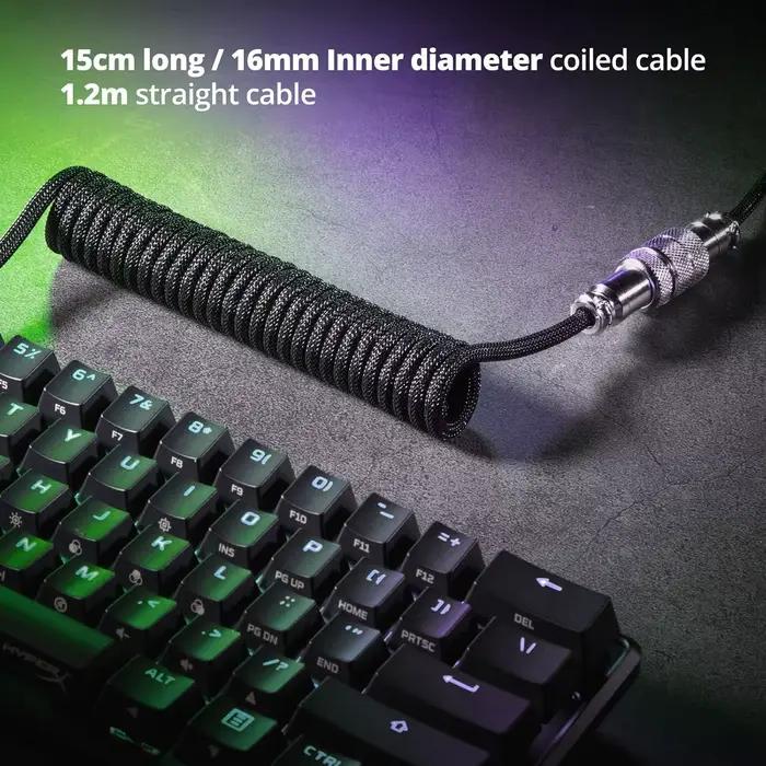 Câble USB-C enroulé, avec connecteur métallique détachable