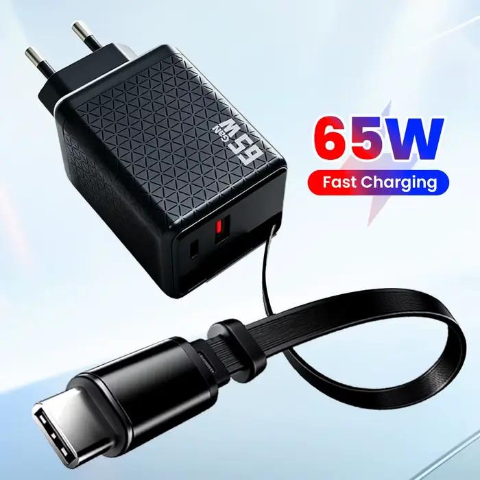 Chargeur rapide double avec câble rétractable intégré