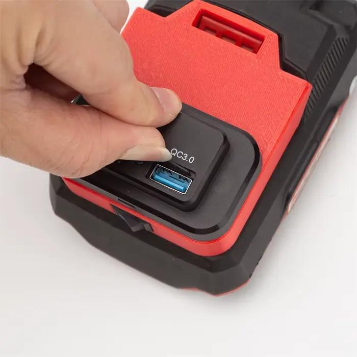 Pour batterie externe Parkside li-ion avec 1 interface USB et 1