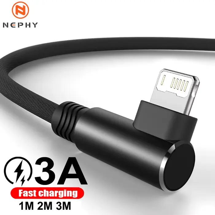 Câble USB Nephy pour iPhone 11 12 13 Pro X XR XS Max 6s 7 8 Plus SE Charge Rapide Flexibilité Durabilité