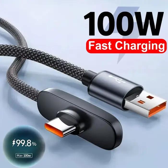 Câble de charge rapide 100W à angle droit 90 degrés USB C Type C