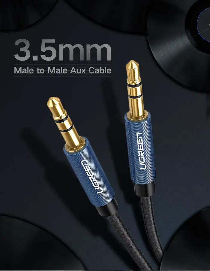 Ugreen câble Aux Jack Audio plaqué or 3.5MM ligne mâle pour iPhone voiture casque haut-parleur auxiliaire