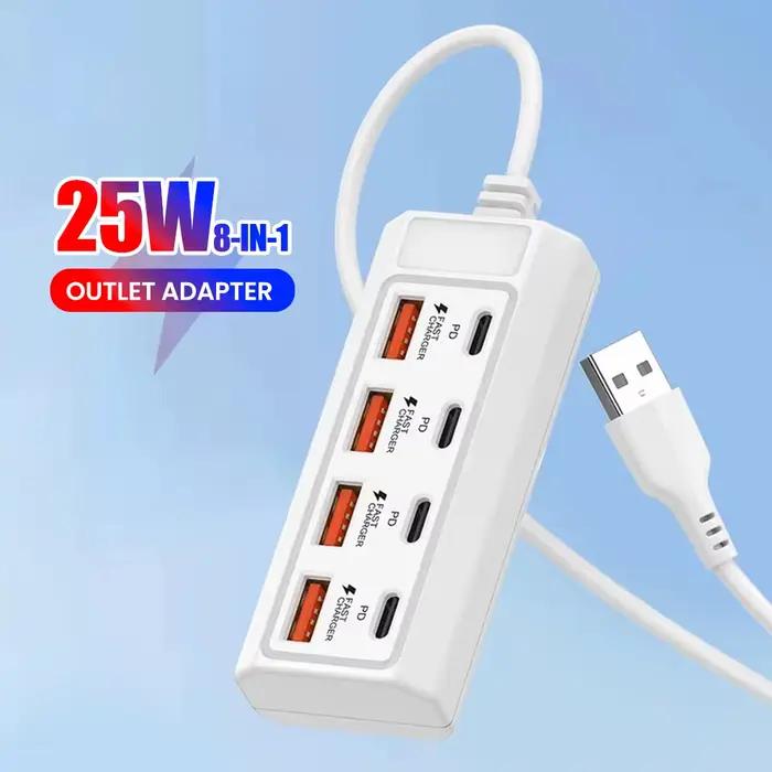 Prise électrique USB 8 en 1