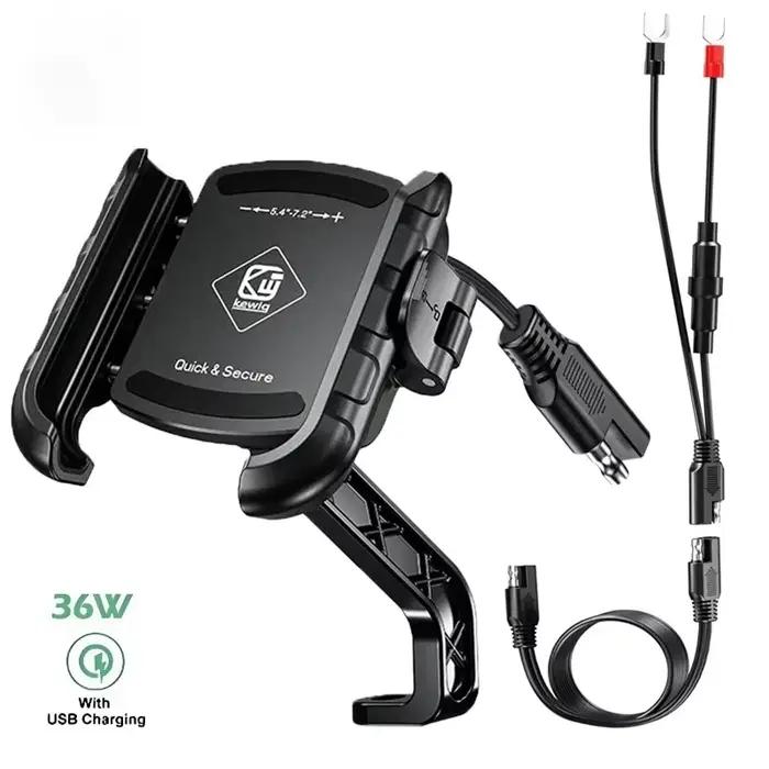 1S support de téléphone pour moto à verrouillage rapide 36W USB Type C charge