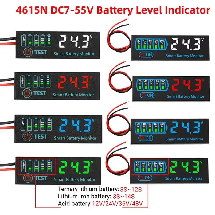 Panneau indicateur de Charge de batterie 12V/24V/36V/48V