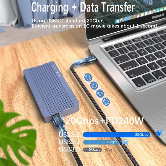 Câble USB-C 20 Gbps multifonction USB 3.2 Gen2 *2