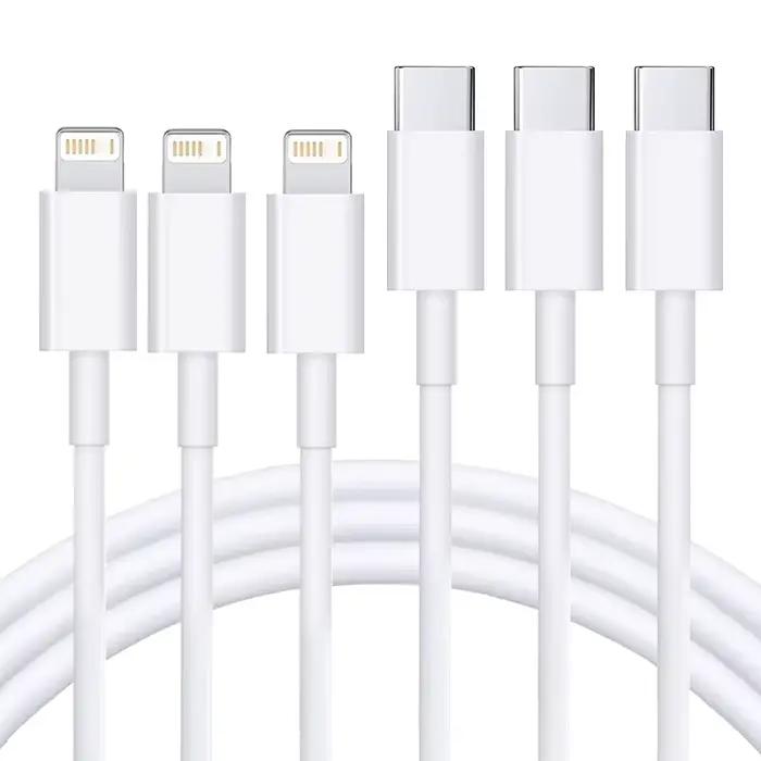 Câble de charge rapide USB C vers Lightning pour iPhone 14 13 12 11 Pro Max XS Max Blanc Noir Beige Bleu Durabilité et Compatibilité