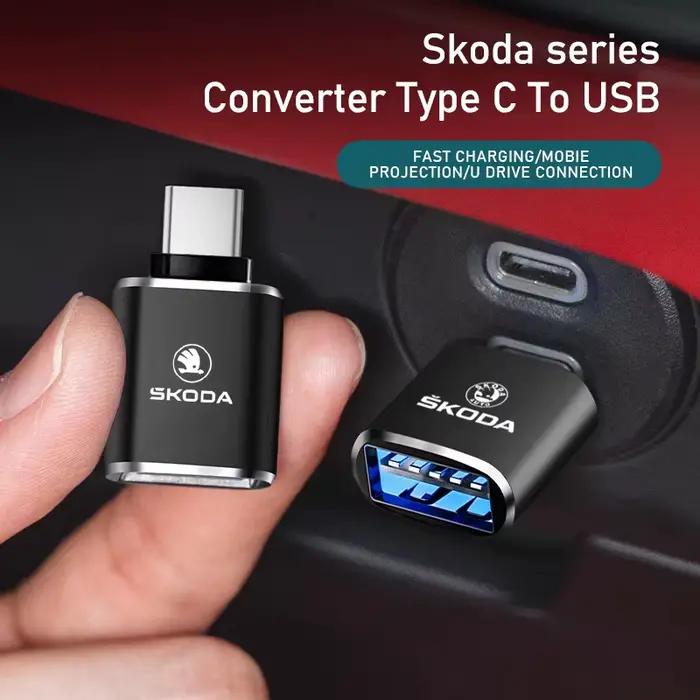 Adaptateur de câble de chargement de convertisseur de Port USB de Type C vers pour Skoda Octavia Superb Rapid Kodiaq Karoq Fabia Kamiq Enyaq Citigo Scala