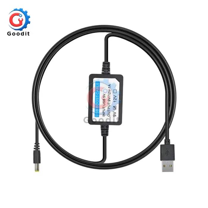 Câble Boost DC/DC 9V 12V USB Convertisseur d'Alimentation 5.5mm x 2.1mm pour Appareils Electroniques Occasions Spéciales