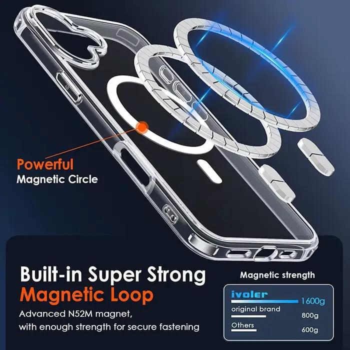Coque Magnétique Sans Fil Transparente Compatible avec iPhone 11 12 13 14 15 16 17 Occasions Spéciales Protection Invisible Élégante