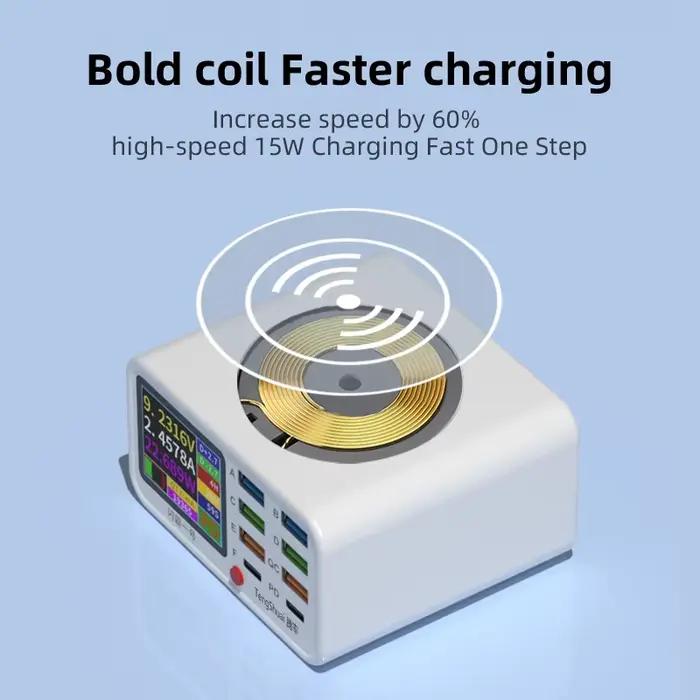 Station de charge rapide USB sans fil multifonctionnelle à 8 ports avec écran LED pour charge rapide et efficace des téléphones portables et iPads