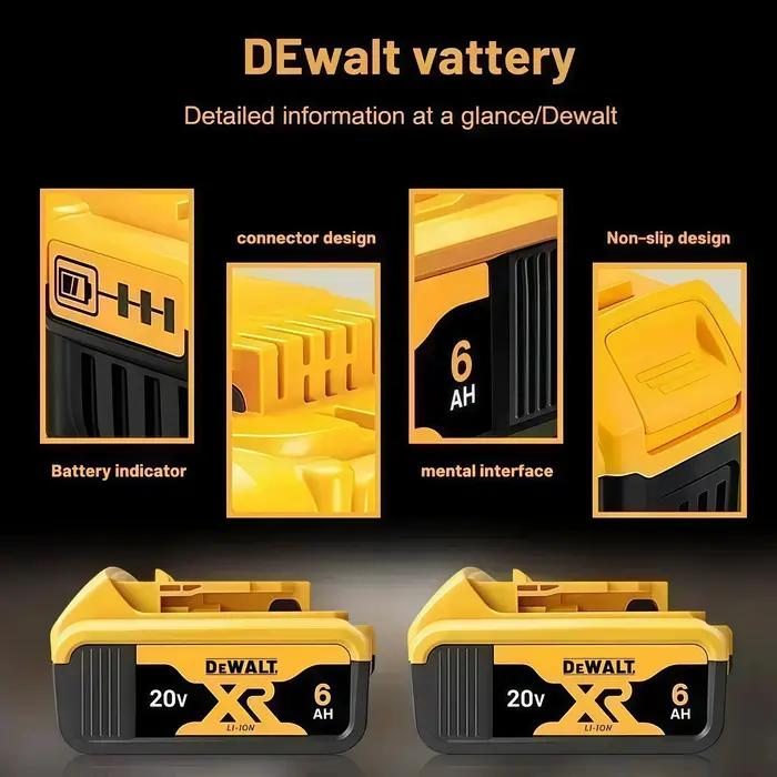 Batterie de remplacement 20V 6.0Ah DeWalt pour outils électriques compatibles avec divers modèles pour jardinage et bricolage