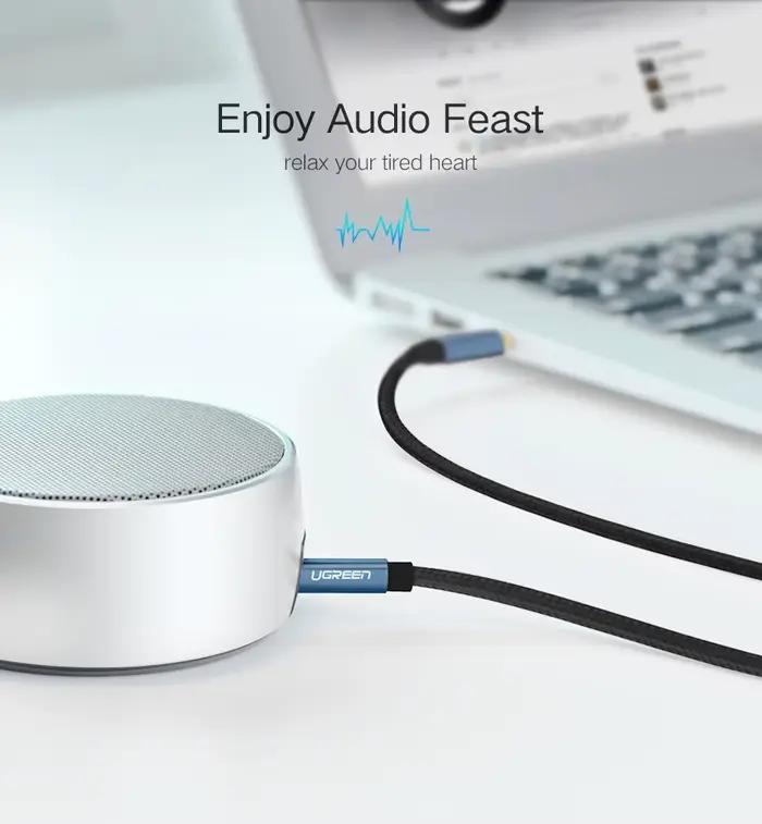 Ugreen câble Aux Jack Audio plaqué or 3.5MM ligne mâle pour iPhone voiture casque haut-parleur auxiliaire