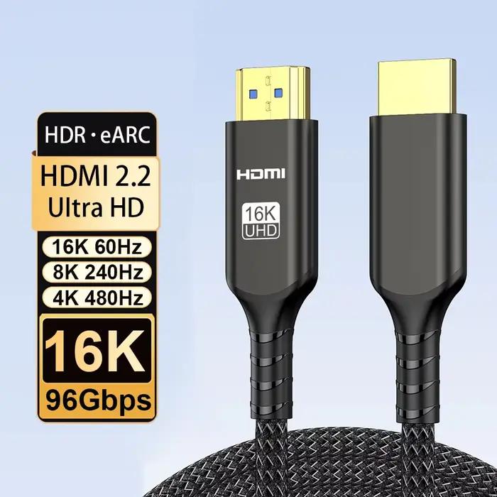 Câble HDMI 2.2 16K@60Hz 8K@240Hz 4K@480Hz HDR dynamique HDCP 2.2 Ultra 96 Gbps