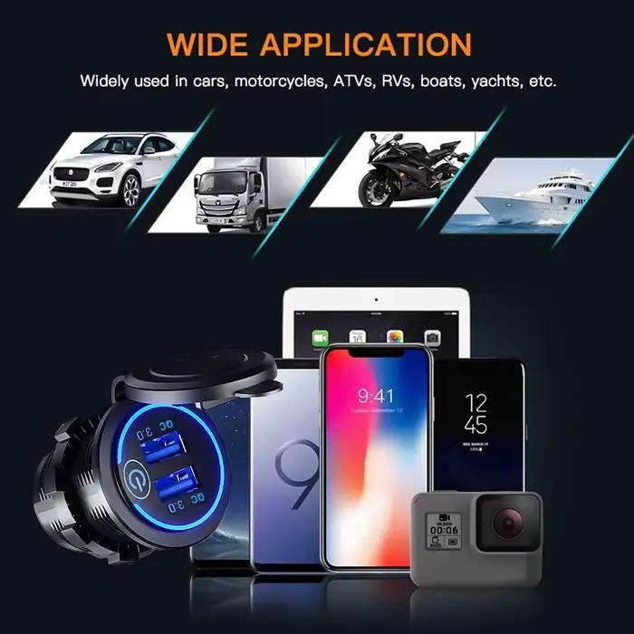 Chargeur de voiture LED avec interrupteur tactile