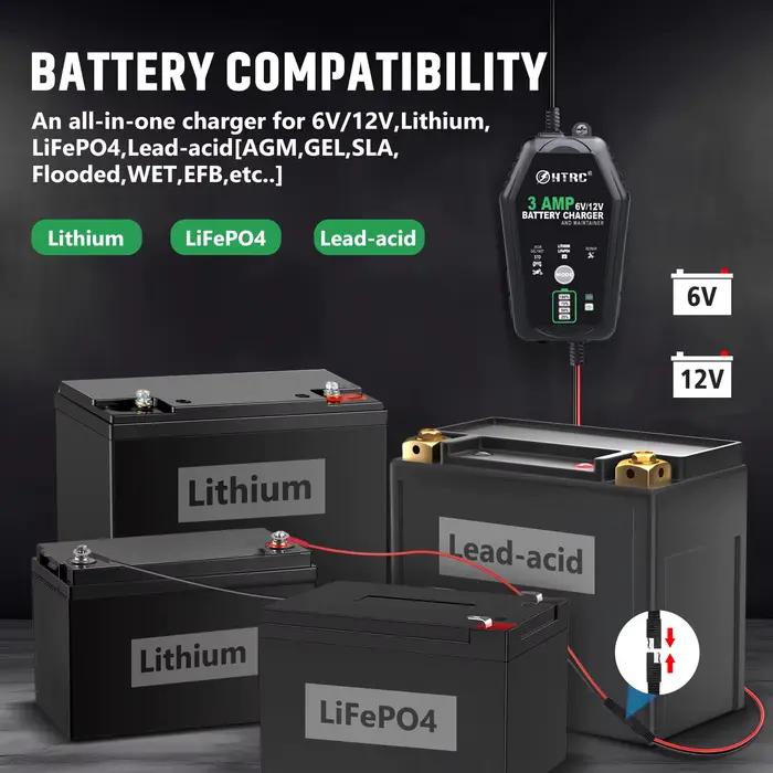 Chargeur de batterie intelligent HTRC 6V 12V 3000mA automatique pour batteries au lithium LiFePO4