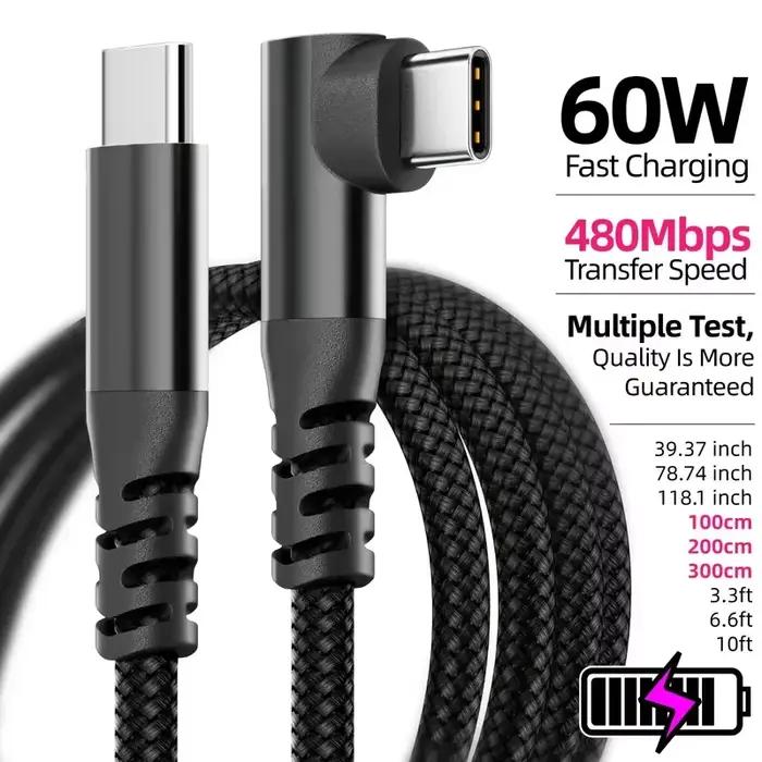 LAIHONEN 1PC câble USB C 1M 2M 3M 10FT USB C transfert de données 60W PD