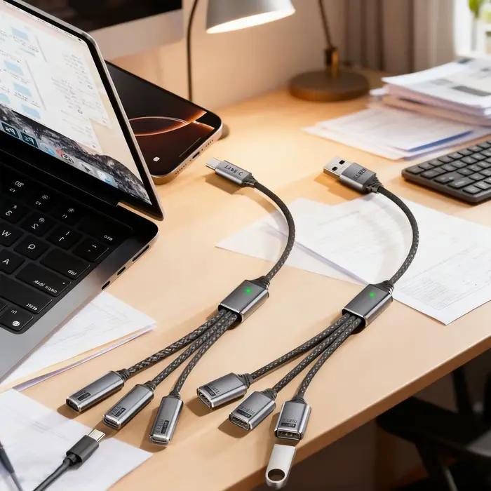 Câble séparateur USB A/Type C 3 en 1