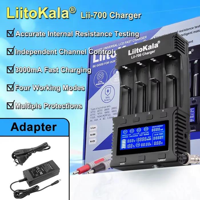 Liitokala Lii700 chargeur intelligent 21700 Quad Slot Charge rapide 26650 capacité de la batterie résistance interne détection de précision 18650