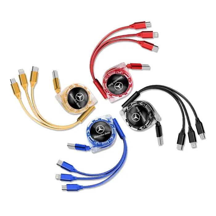 Câble de charge rapide rétractable 3 en 1 pour voiture