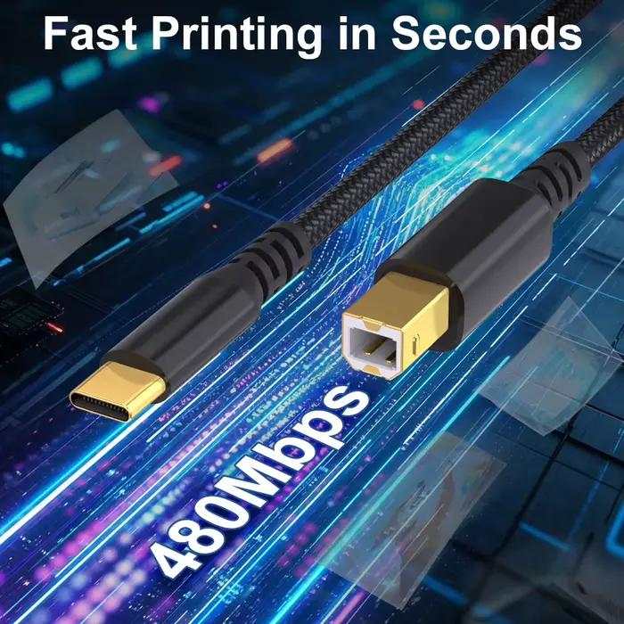 Câble d'imprimante USB Type C vers USB B