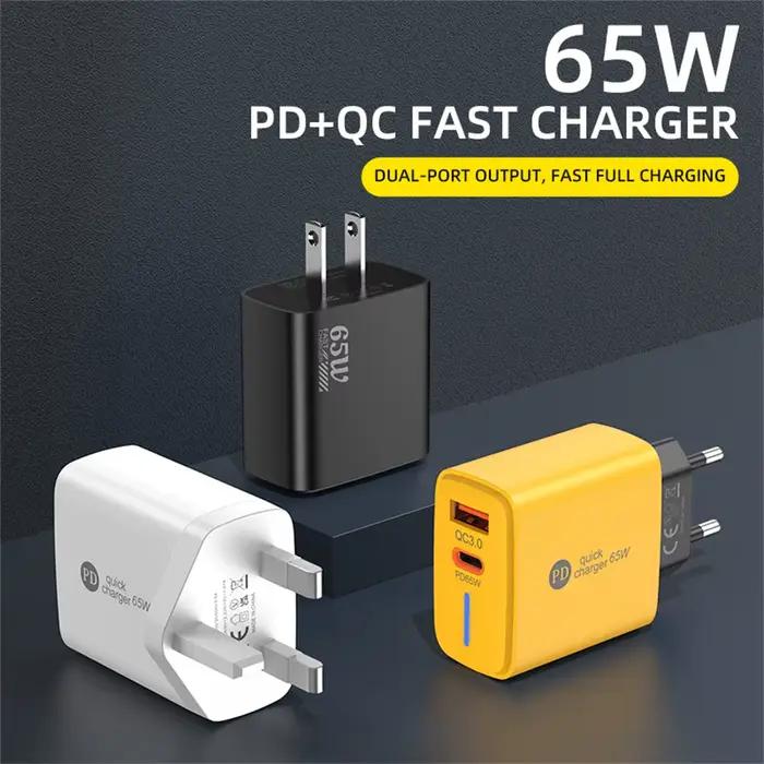Bloc de charge rapide USB C 65W PD 3.0 Quick Charge 3.0