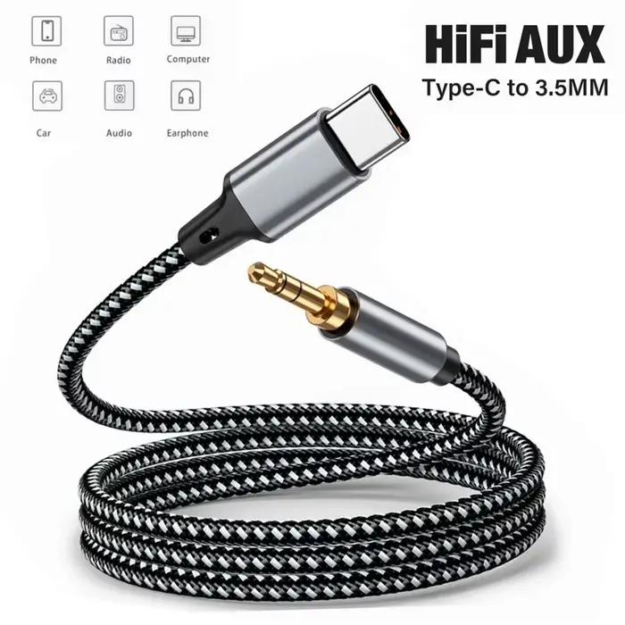 1m 1.5m 2m USB Type C à 3.5Mm Jack AUX câble DAC USB-C adaptateur Audio pour téléphone casque voiture HIFI stéréo son