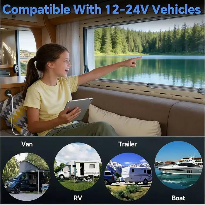 Prise USB 12V 30W PD Type-C et 18W QC3.0 en aluminium
