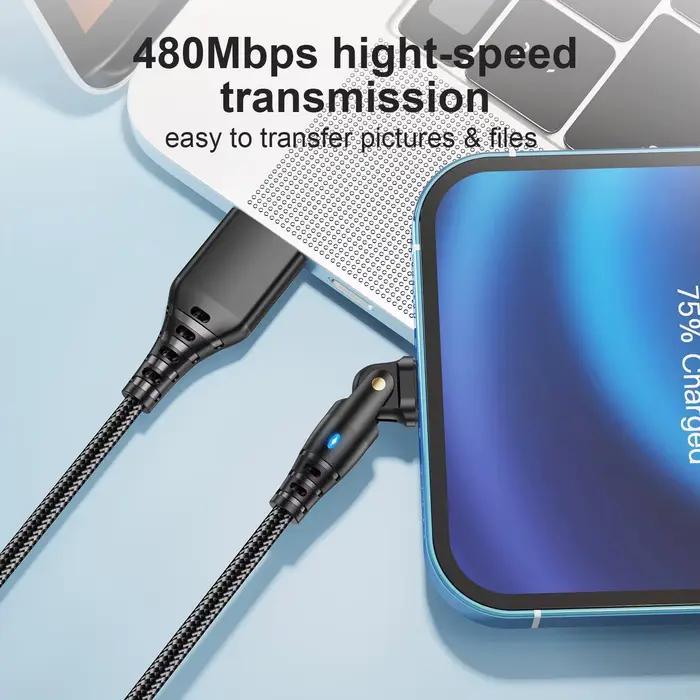 Câble de charge rapide USB rotatif pour Apple iPhone 14 13 12 11 Pro Max X XR XS 7 8 6