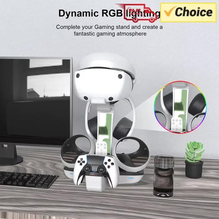 Support de charge professionnel pour manettes avec indicateur LED et rangement pour casque et écouteurs pour PS5 PS VR2