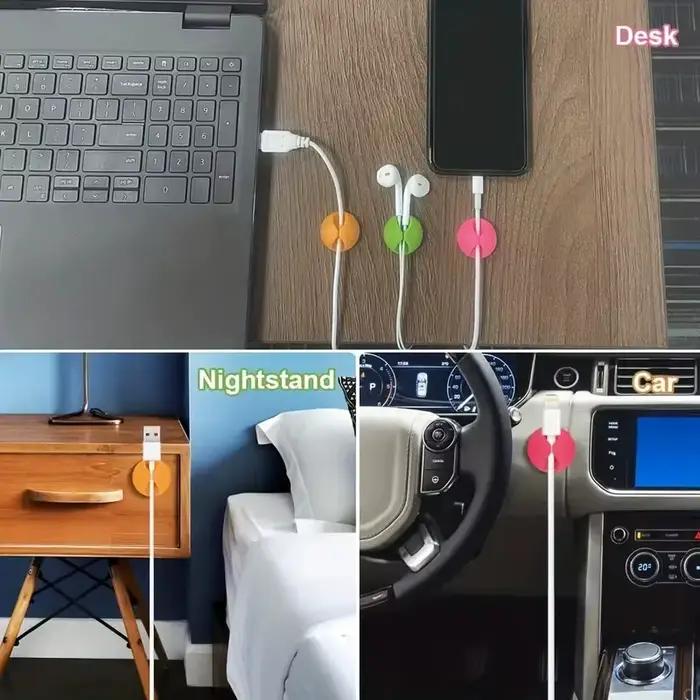Lot de 6 clips de câble adhésif pour bureau