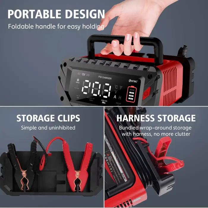 Chargeur de batterie de voiture intelligent 12V/30A 24V/16A 6V/10A pour la réparation