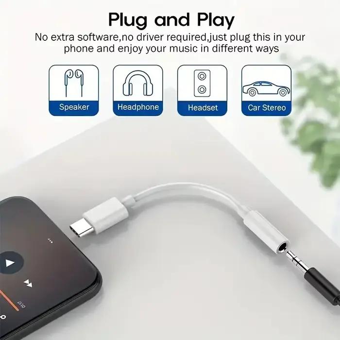 Adaptateur d'écouteur USB Type C à 3.5 Jack USB-C 3 5mm Convertisseur de câble audio pour IPhone 15 15 Pro MAX Samsung Galaxy Huawei Xiaomi