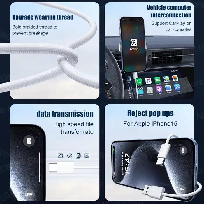 Câble USB 35W pour Apple iPhone 17 Air 16 15 Pro Max 15 Plus