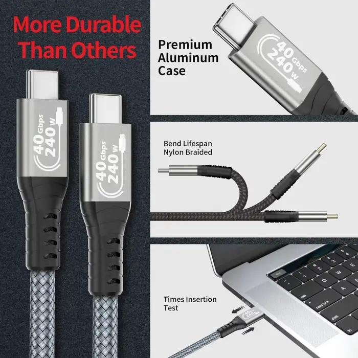 Câble USB4 40 Gbps 48 V 240 W pour Thunderbolt 4 Type C