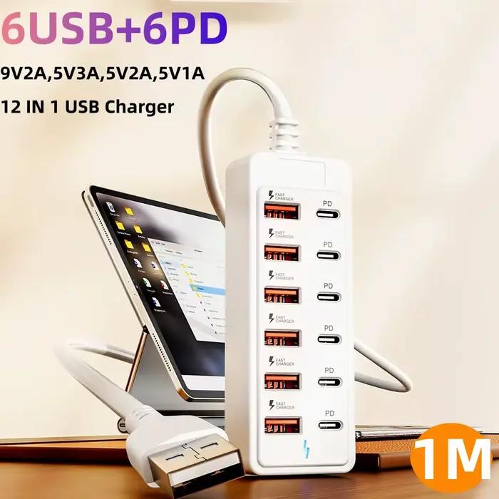 Multiprise 12 en 1, Station de chargeur USB multi-ports