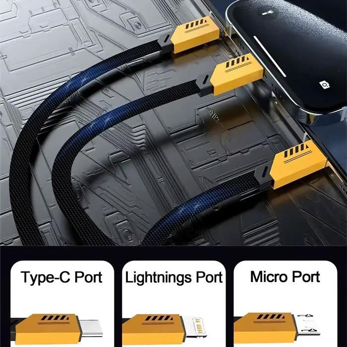 Câble de charge rapide 240W avec connecteurs Micro USB et Type-C pour iPhone et Huawei polyvalent et durable pour la charge rapide et efficace