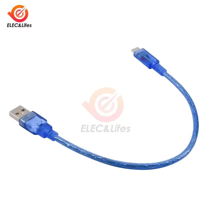 Câble OTG USB-C bleu Transparent 30 cm court en nylon tressé