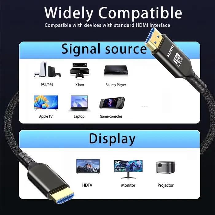 Câble HDMI 2.2 16K@60Hz 8K@240Hz 4K@480Hz HDR dynamique HDCP 2.2 Ultra 96 Gbps