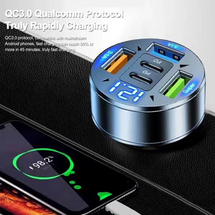 Chargeur de voiture 250W 5-en-1 PD QC3.0 à charge rapide USB C pour iPhone
