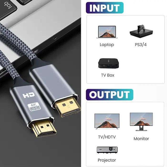 Câble compatible DP vers HDMI NIERBO pour PC Télévision Lecteur Multimédia Moniteur Occasionnel Professionnel Usage Familial Amis