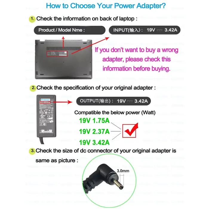 19V 3.42A AC adaptateur chargeur ordinateur portable pour Acer Swift 3 SF314-53G SF314-54G SF315-41 SF315-41G SF315-51 SF315-51G SF315-52G