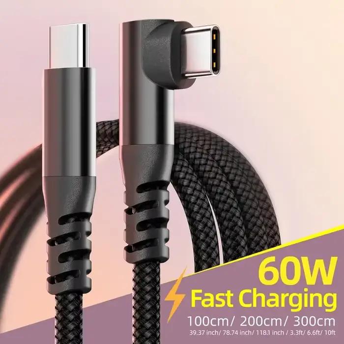 LAIHONEN 1PC câble USB C 1M 2M 3M 10FT USB C transfert de données 60W PD
