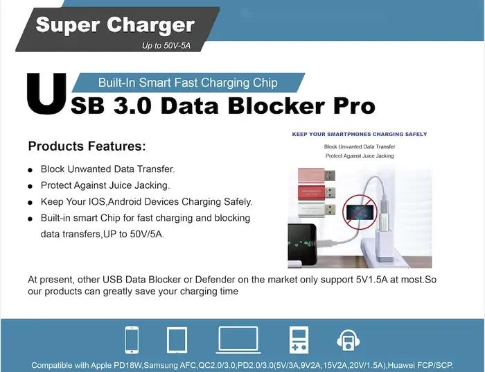 Bouclier USB Charge uniquement sans données Extension femelle adaptateur de chargeur USB bloqueur