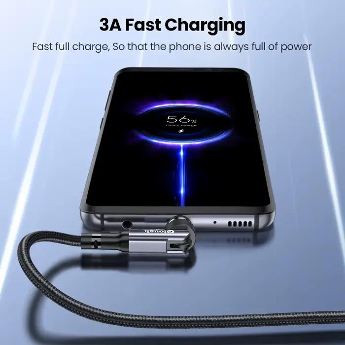 Elough câble magnétique Type C fil 540 rotation 3A aimant de charge rapide USB